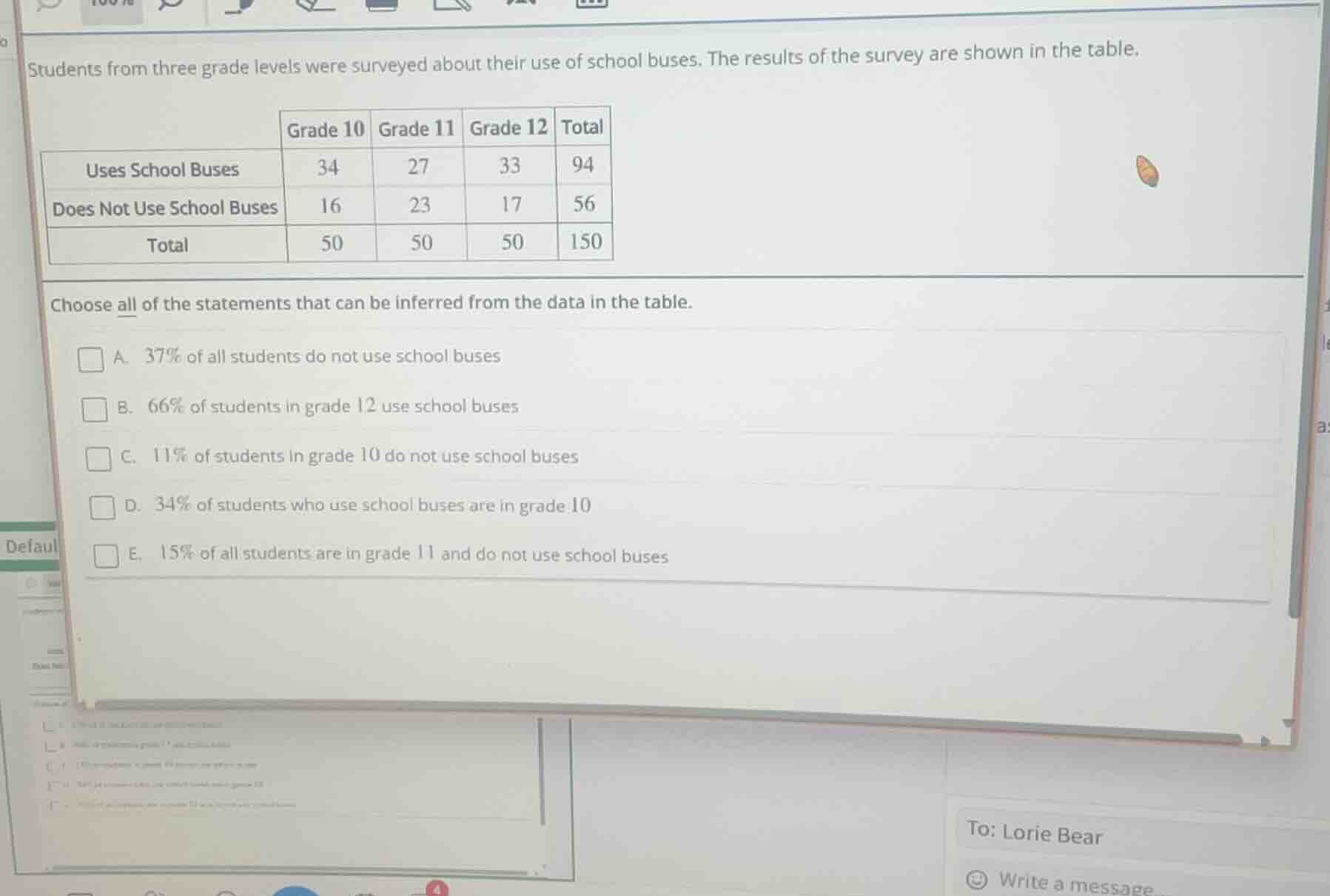 students from three grade levels were surveyed about their use of schoo…