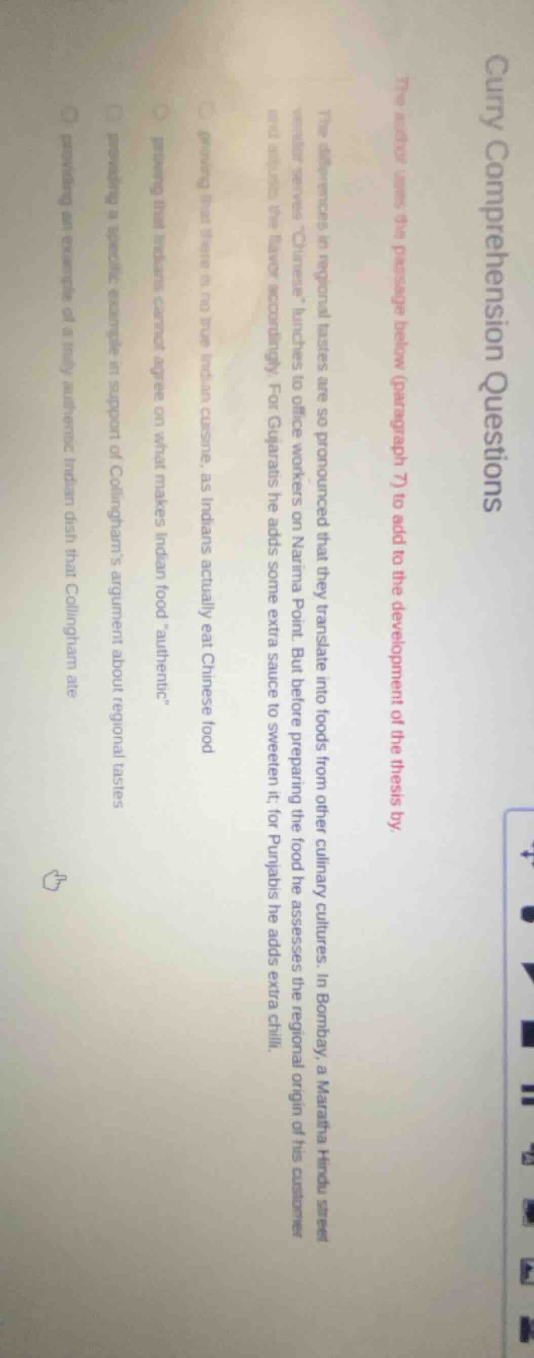 curry comprehension questions the author uses the passage below (paragr…