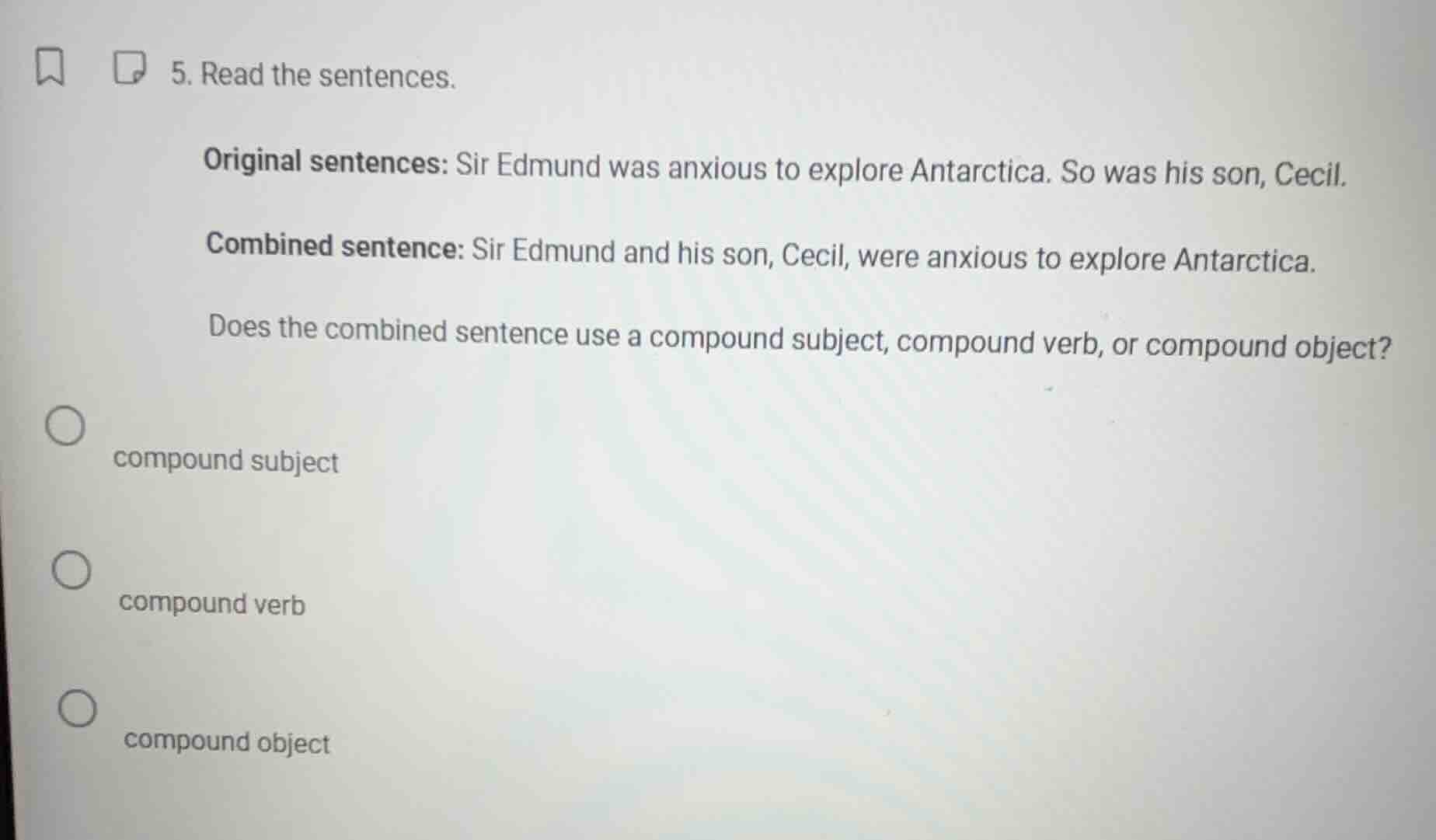 5. read the sentences. original sentences: sir edmund was anxious to ex…