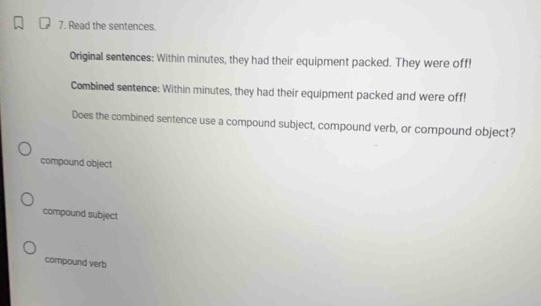 7. read the sentences. original sentences: within minutes, they had the…