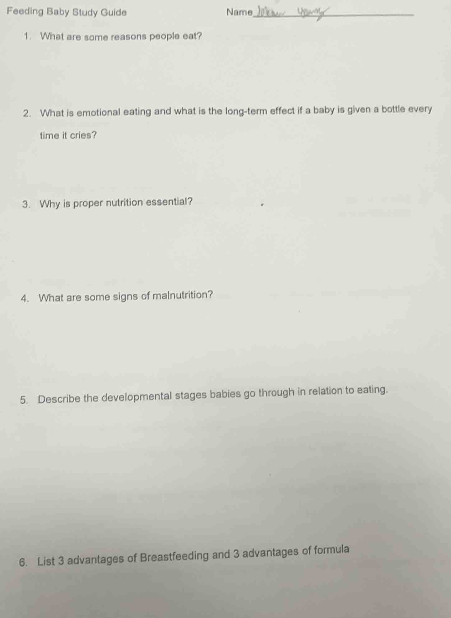 feeding baby study guide name 1. what are some reasons people eat? 2. w…