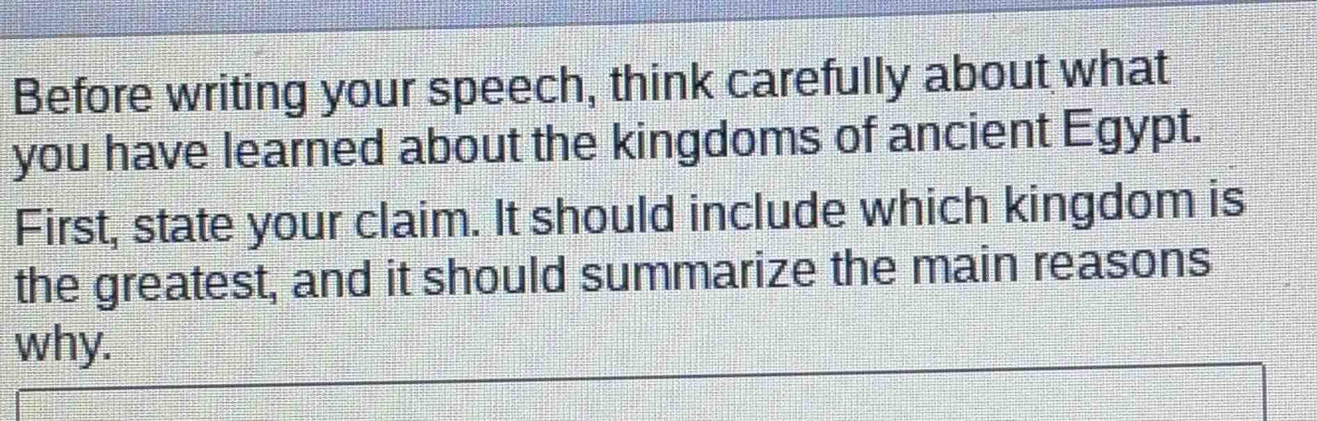 before writing your speech, think carefully about what you have learned…