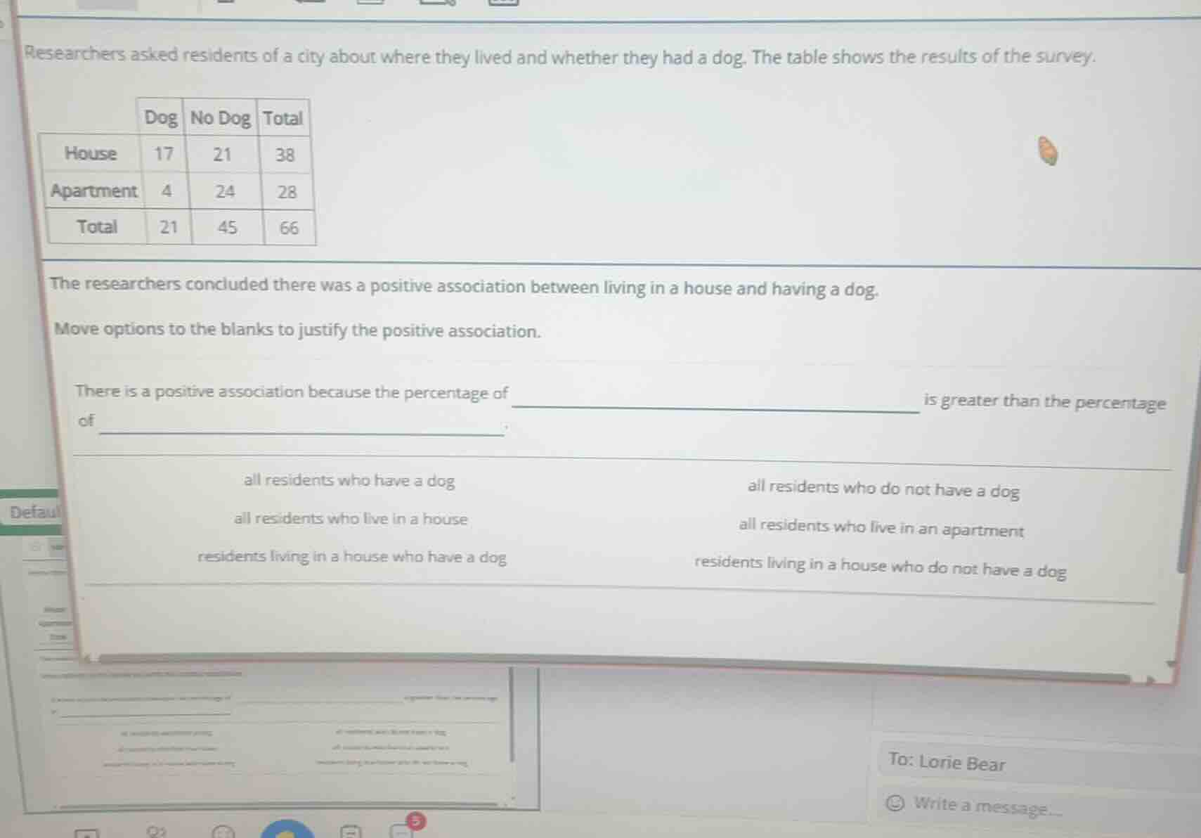 researchers asked residents of a city about where they lived and whethe…