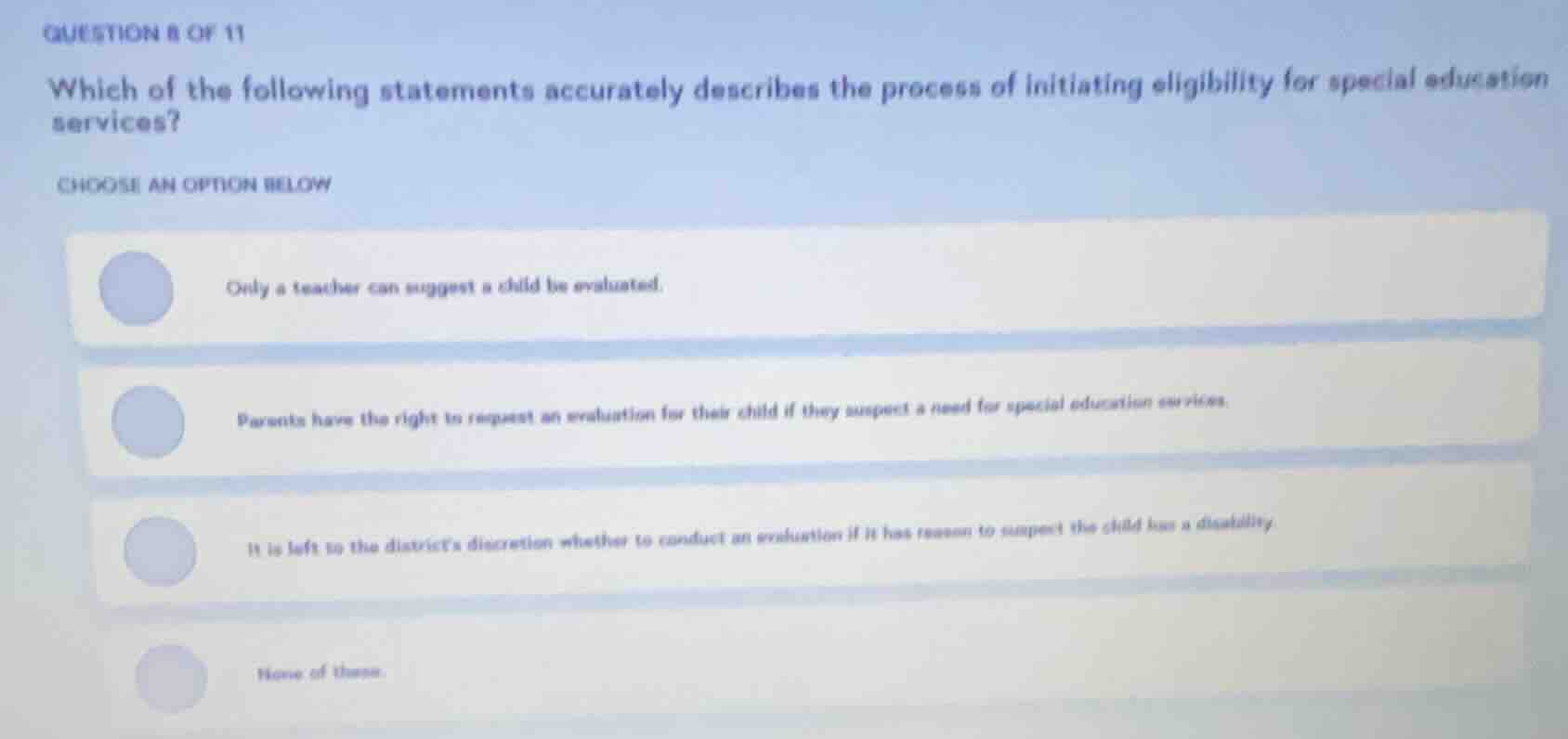 question 8 of 11 which of the following statements accurately describes…