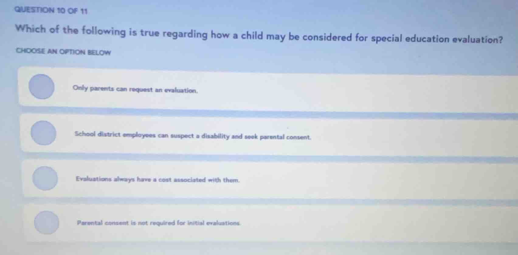 question 10 of 11 which of the following is true regarding how a child …