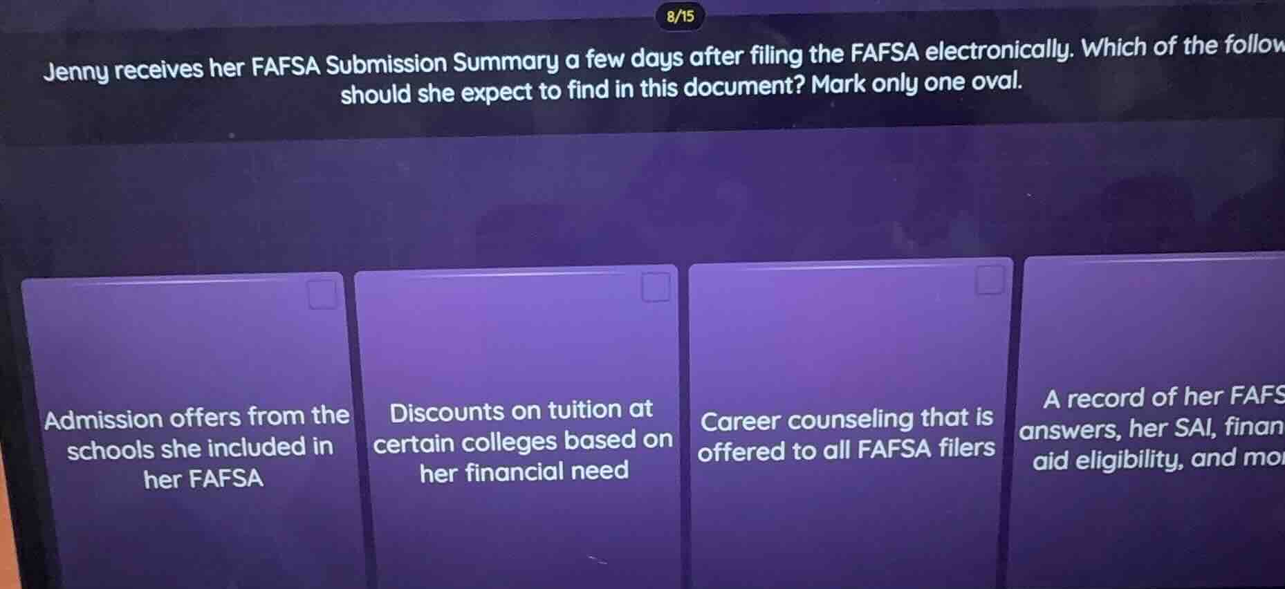 jenny receives her fafsa submission summary a few days after filing the…
