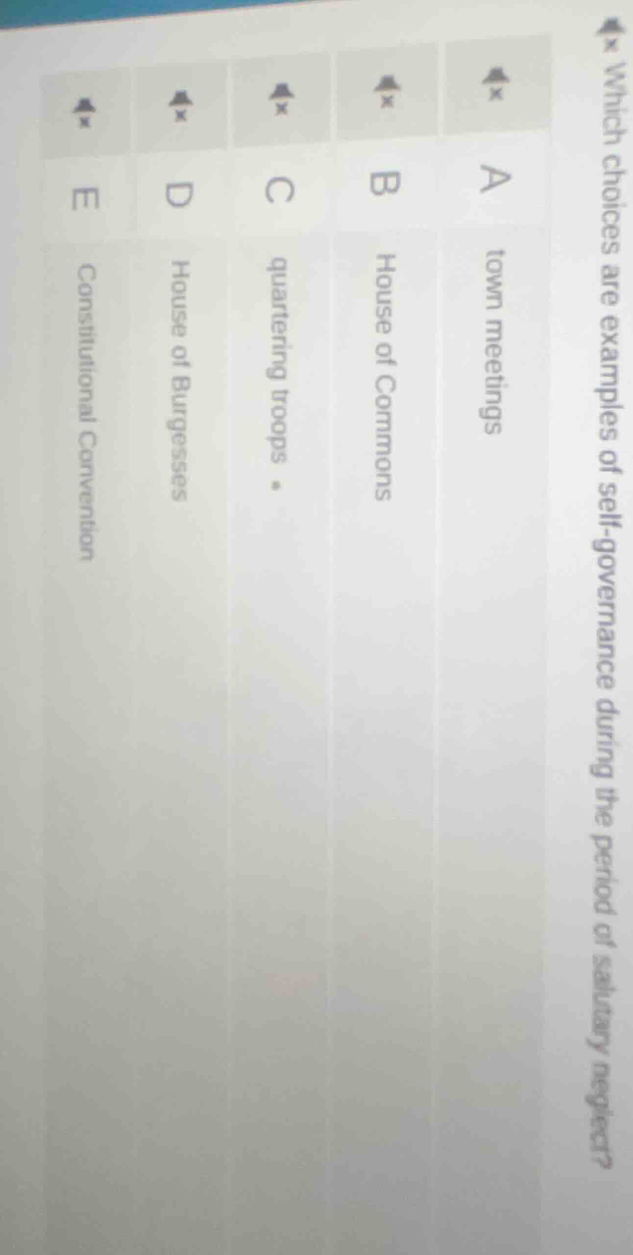 which choices are examples of self - governance during the period of sa…