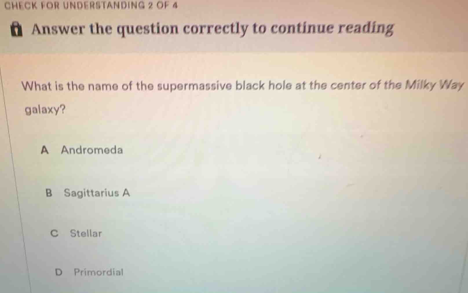 check for understanding 2 of 4 answer the question correctly to continu…