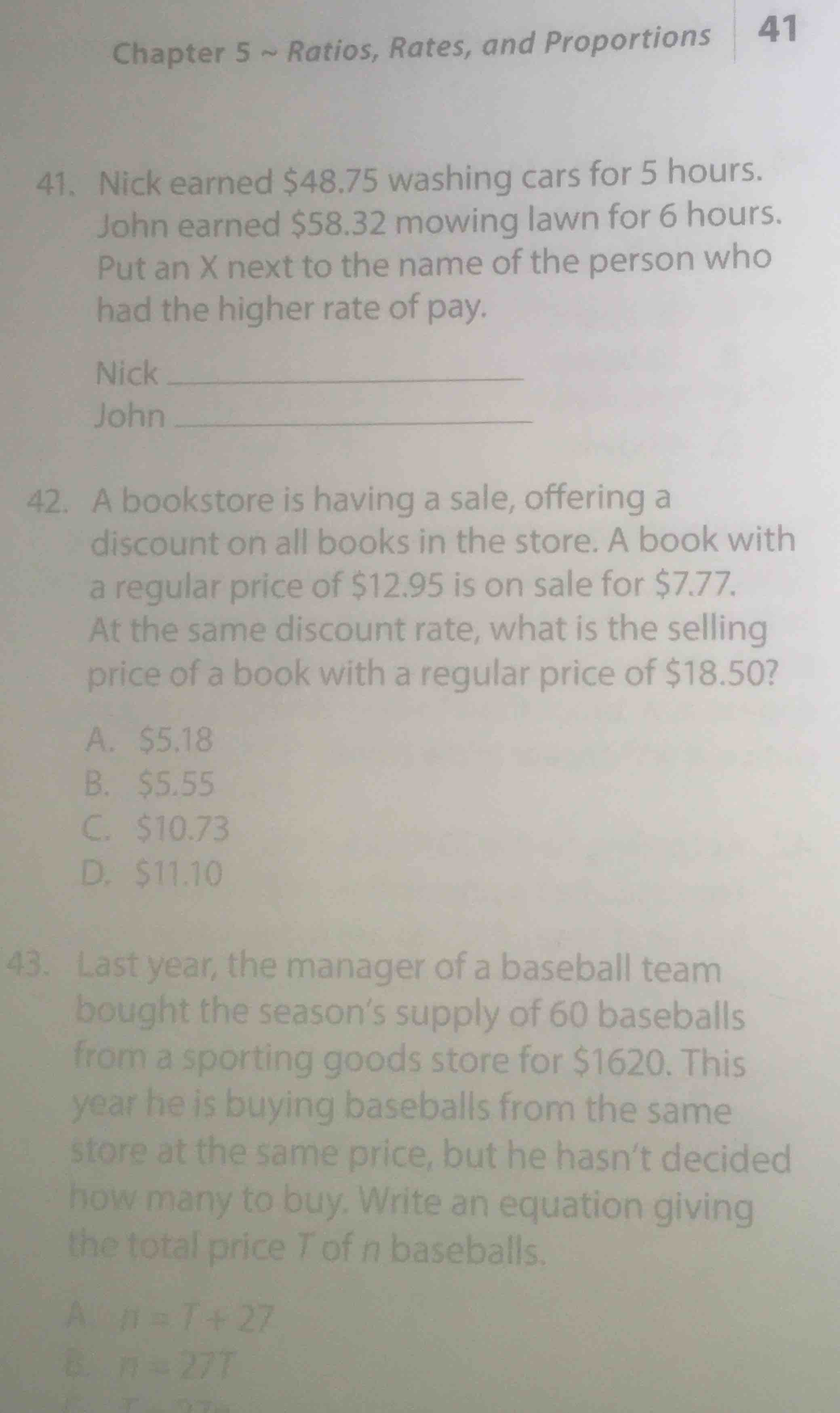 42. a bookstore is having a sale, offering a discount on all books in t…