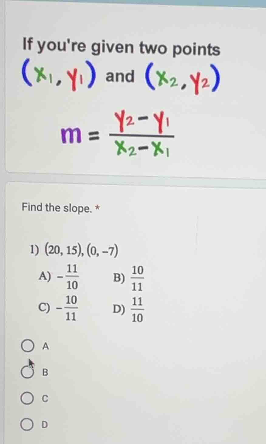 if youre given two points ((x_1,y_1)) and ((x_2,y_2)) (m = \frac{y_2 - …
