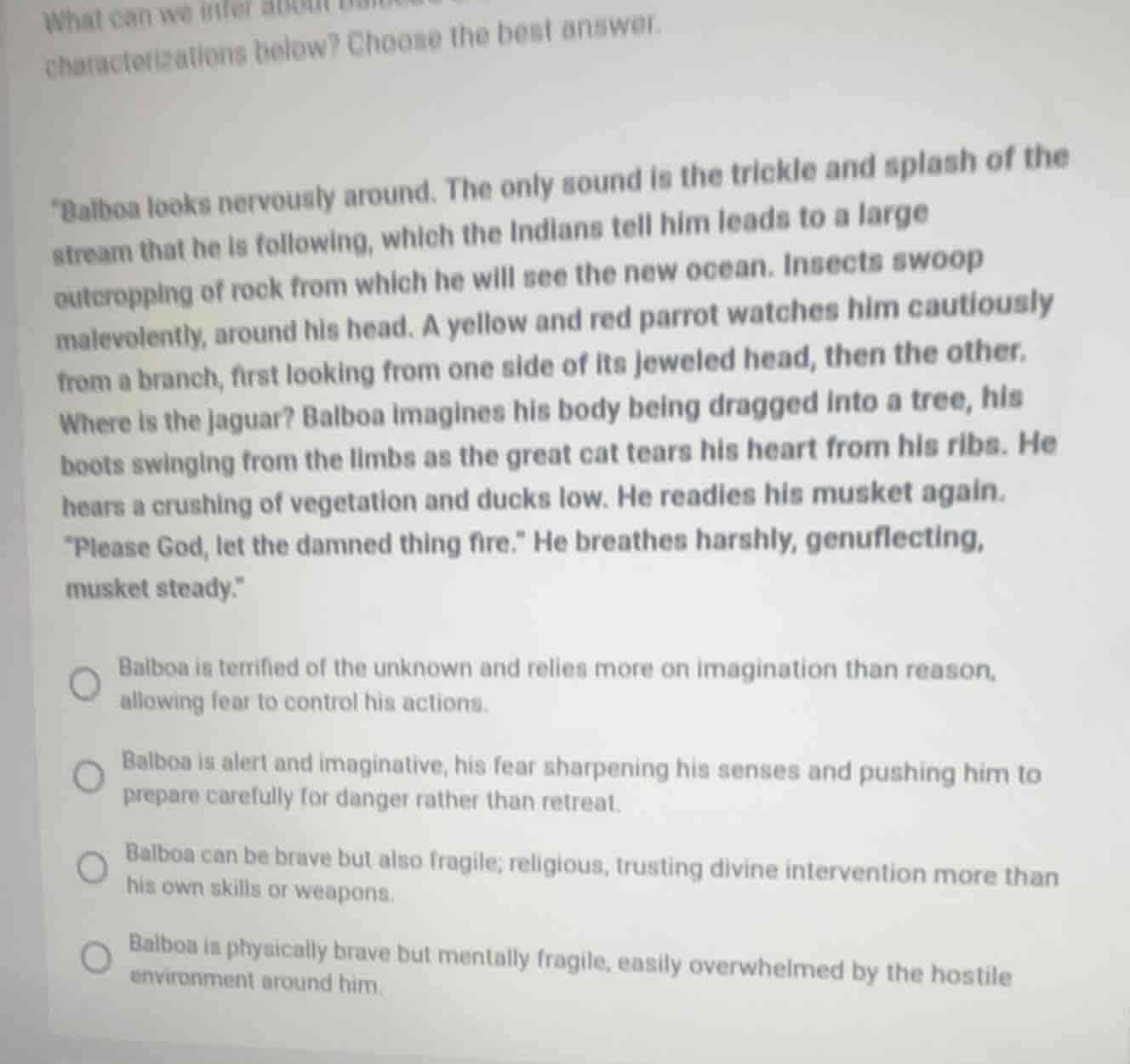 what can we infer about... characterizations below? choose the best ans…