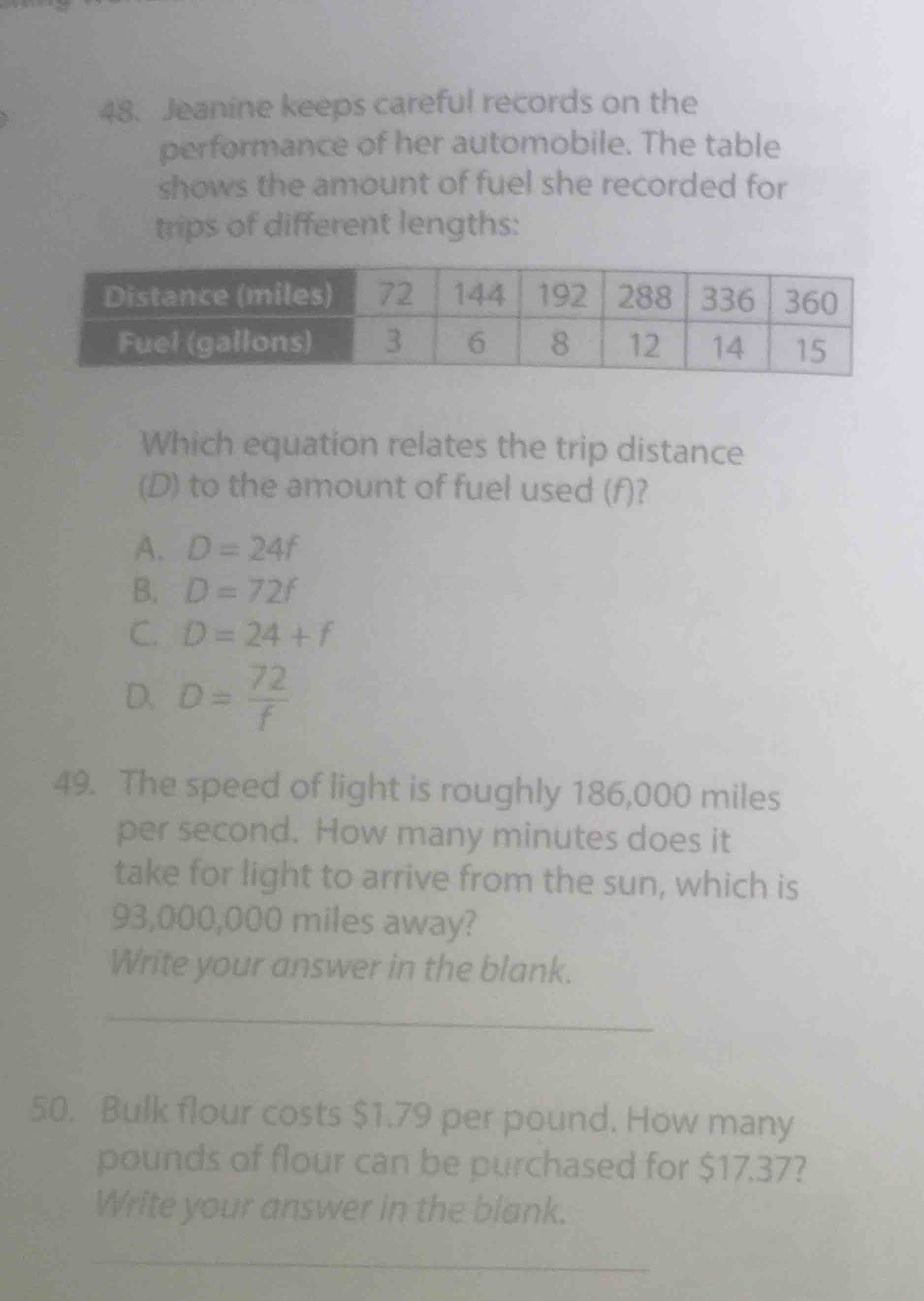48. jeanine keeps careful records on the performance of her automobile.…