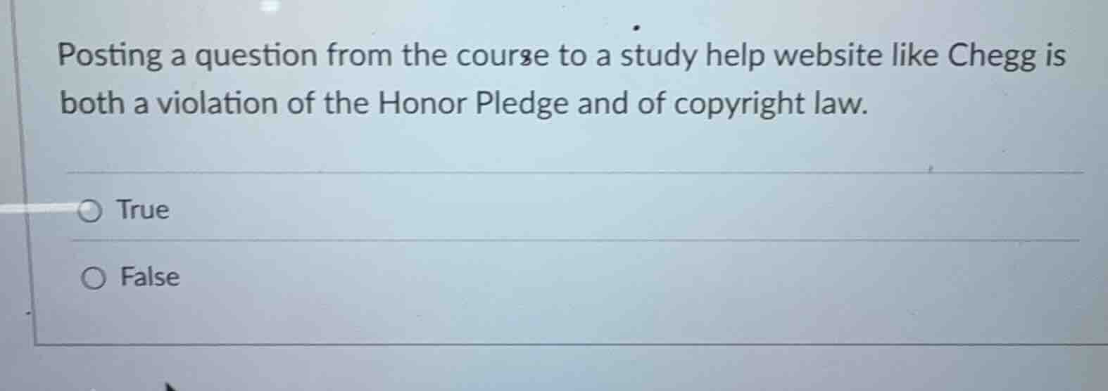 posting a question from the course to a study help website like chegg i…