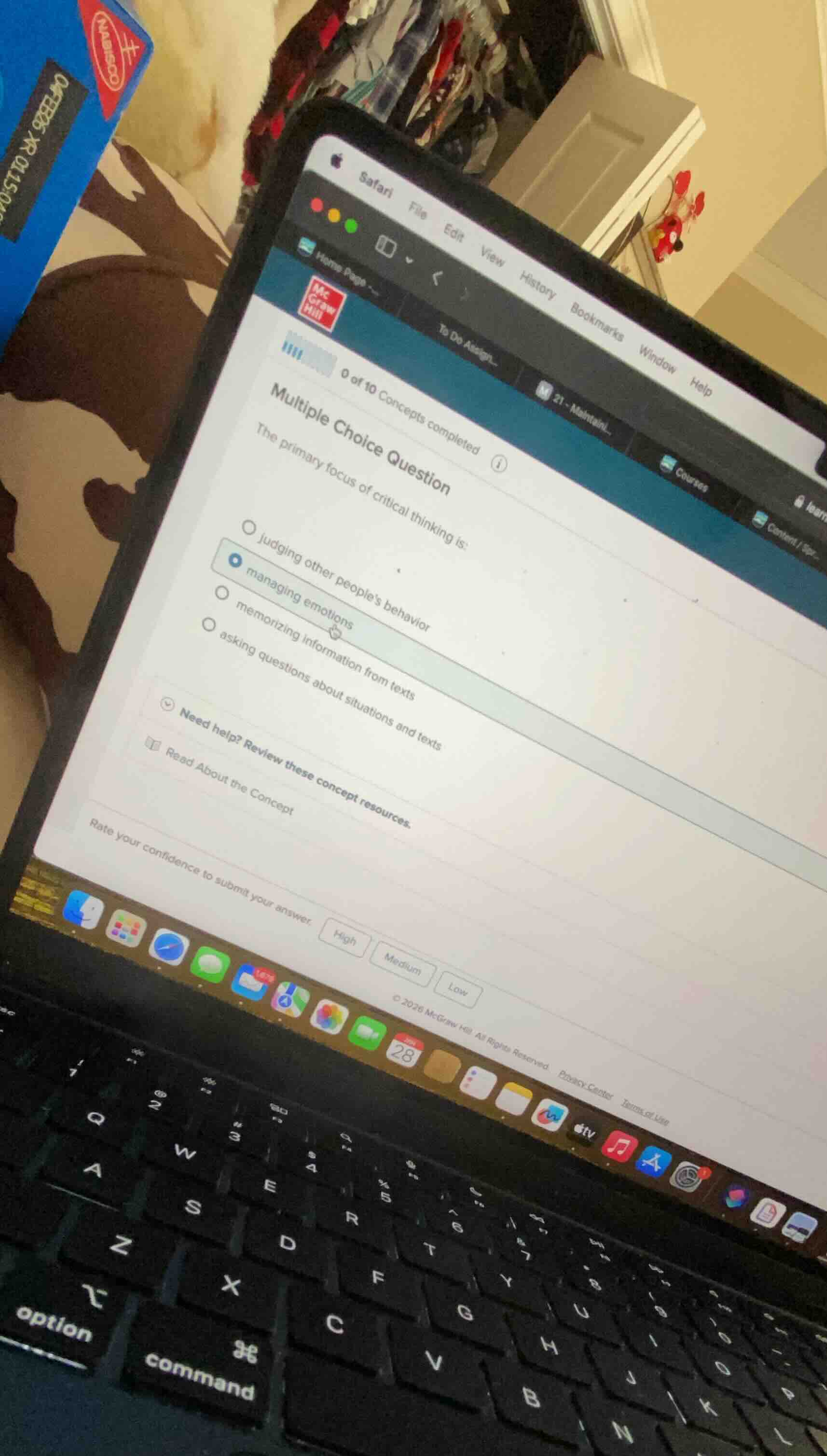 multiple choice question the primary focus of critical thinking is: jud…