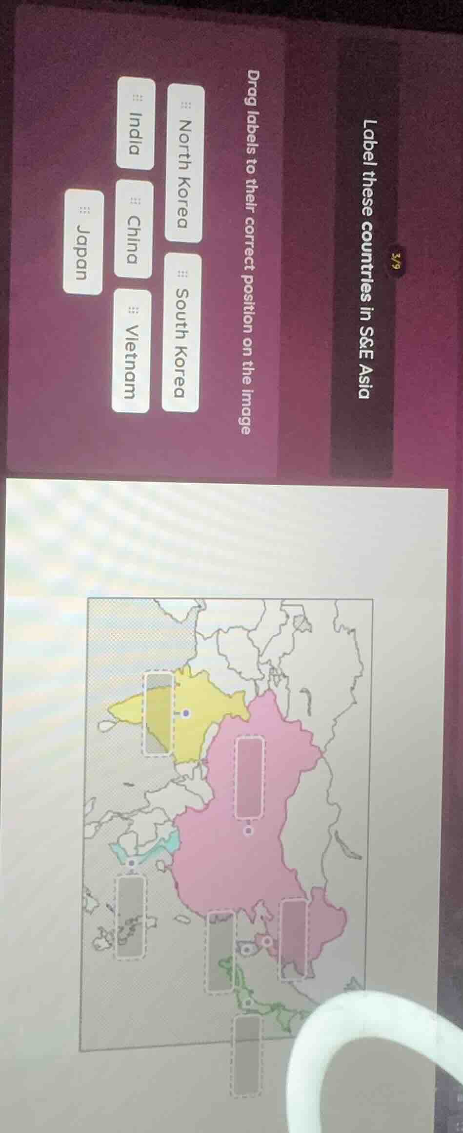 label these countries in s&e asia drag labels to their correct position…