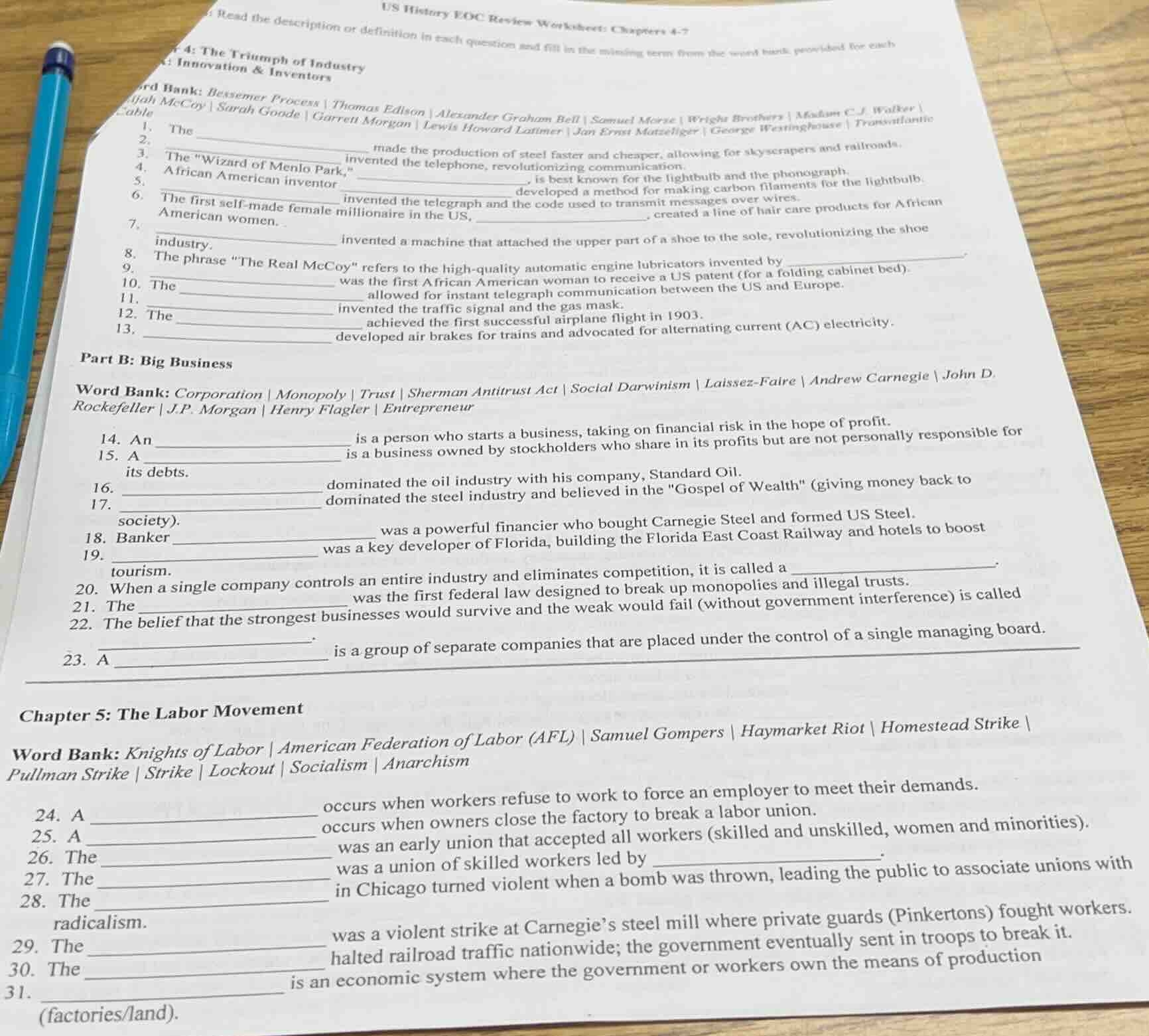 us history eoc review worksheet: chapters 4-7 read the description or d…