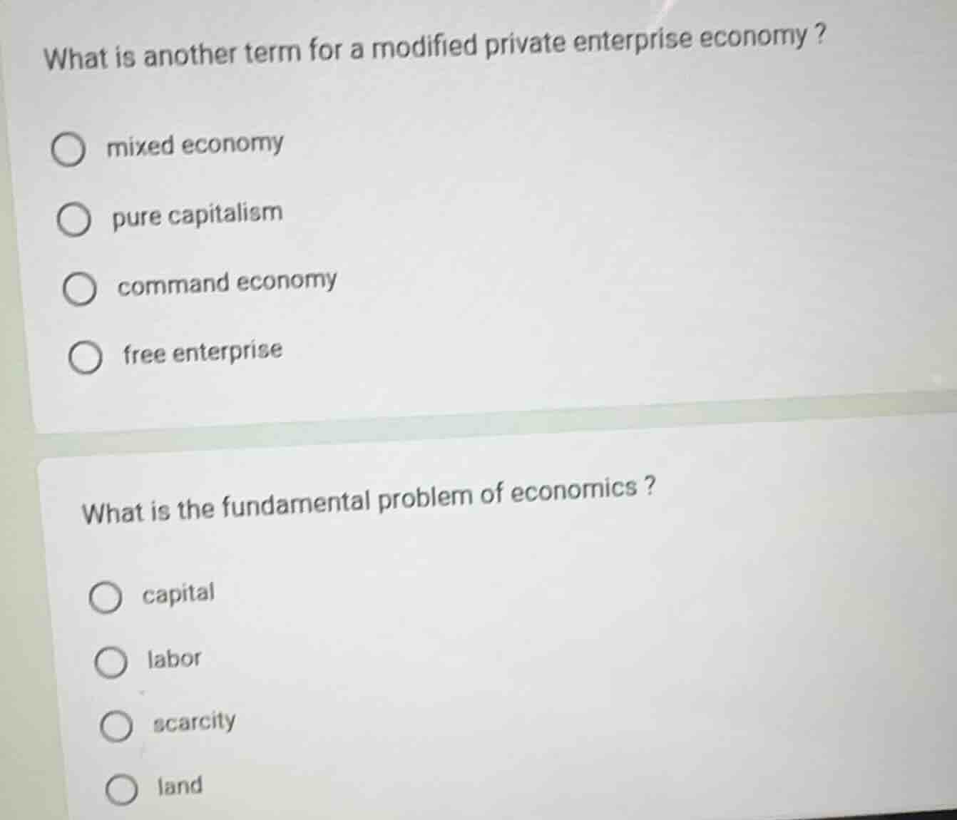 what is another term for a modified private enterprise economy? mixed e…