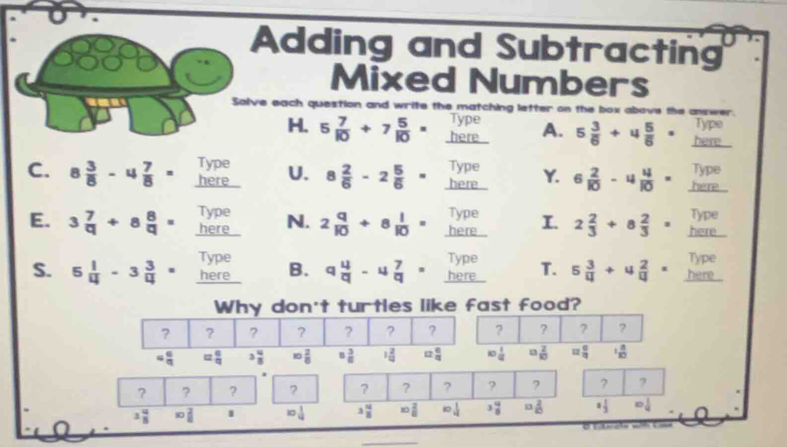 adding and subtracting mixed numbers solve each question and write the …