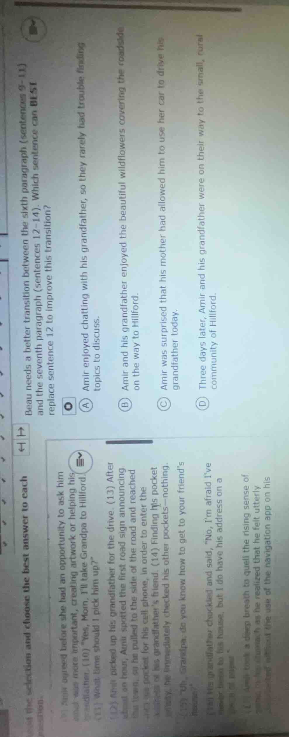 beau needs a better transition between the sixth paragraph (sentences 9…