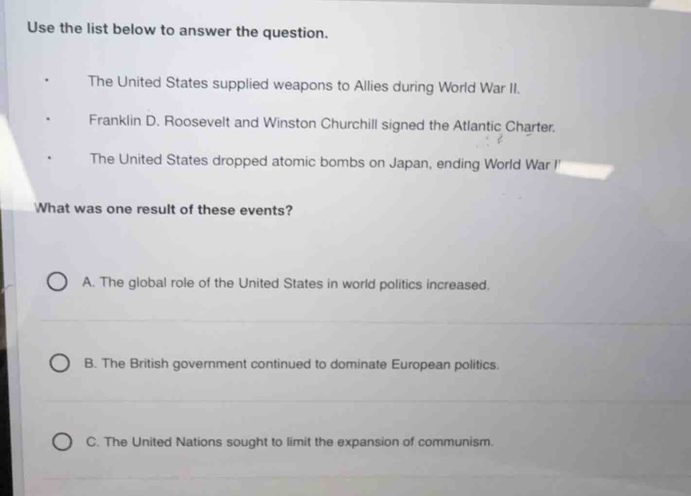 use the list below to answer the question. - the united states supplied…