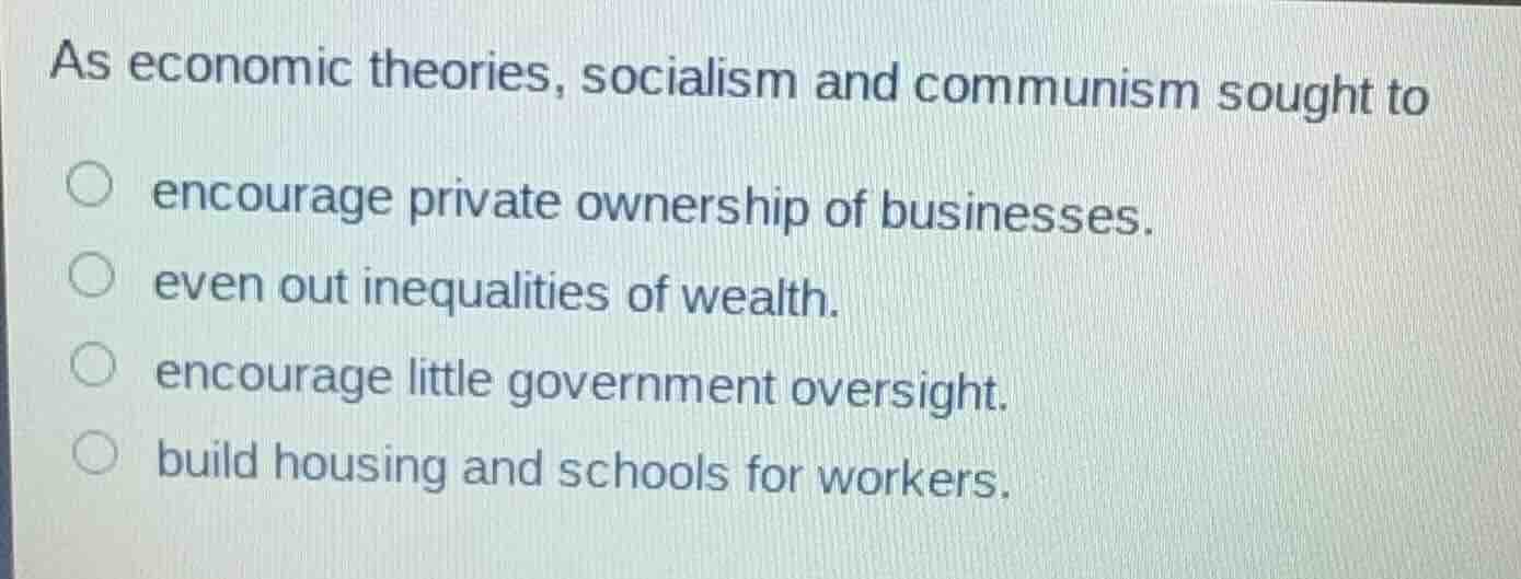 as economic theories, socialism and communism sought to encourage priva…