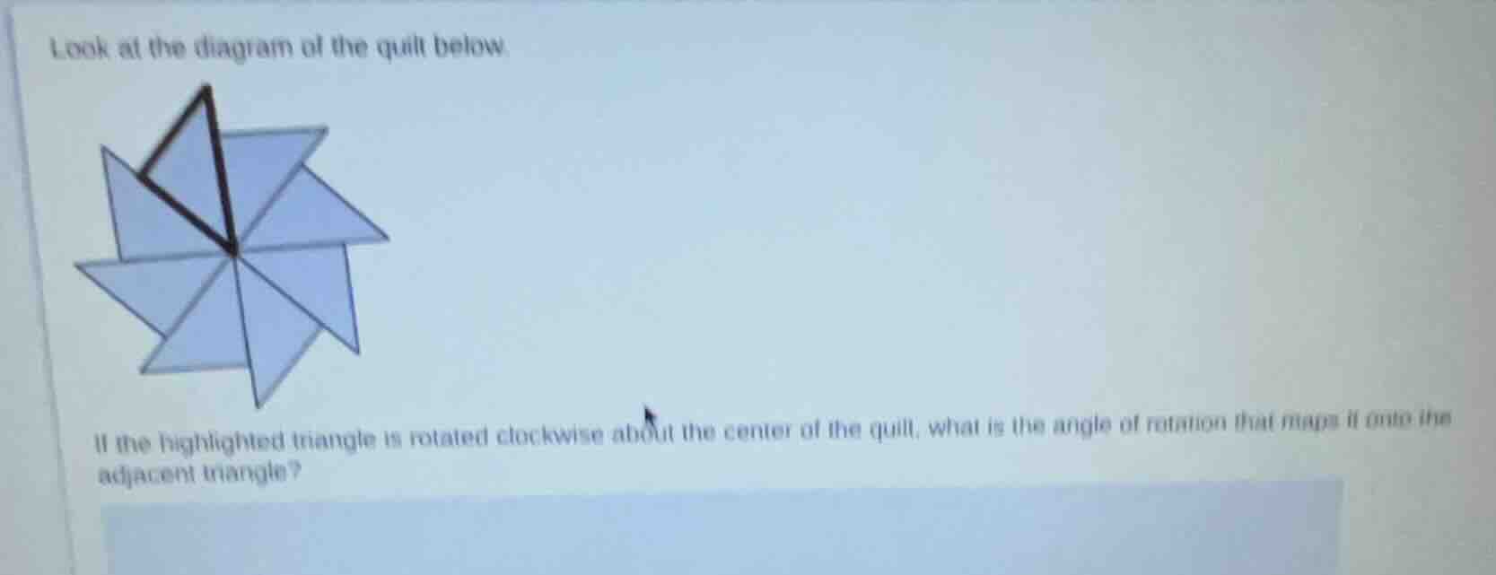 look at the diagram of the quilt below. if the highlighted triangle is …