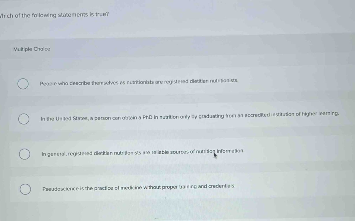 which of the following statements is true? multiple choice people who d…