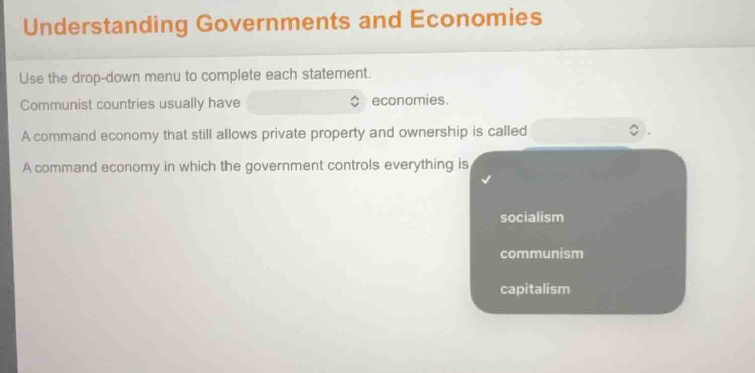understanding governments and economies use the drop - down menu to com…
