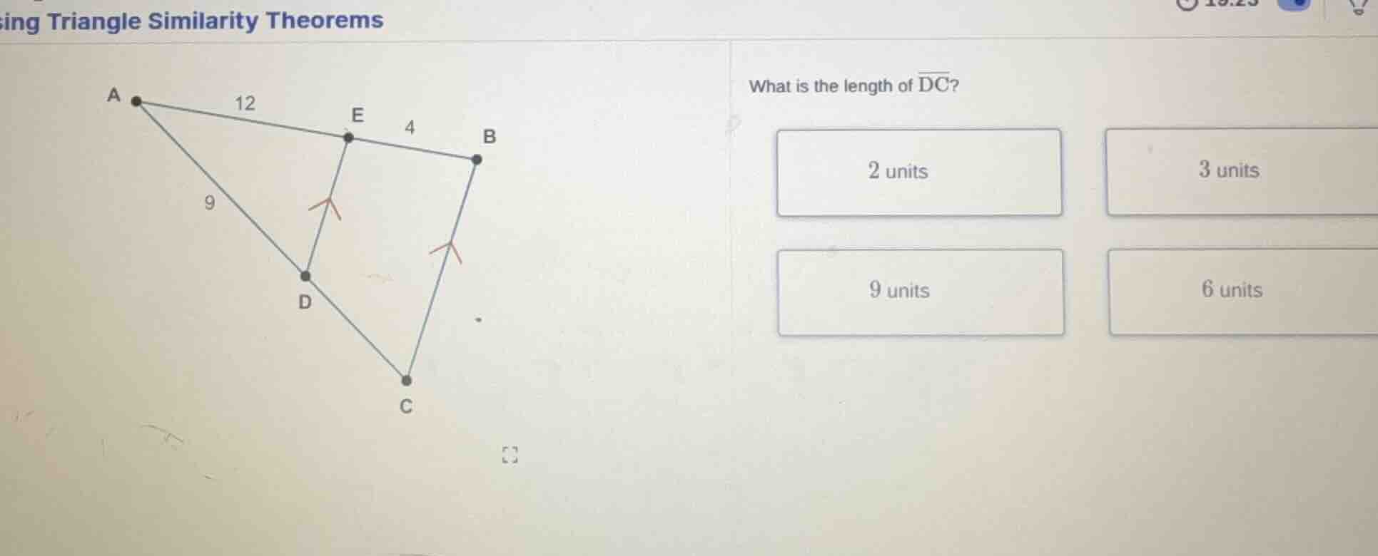 using triangle similarity theorems what is the length of \\(\\overline{…