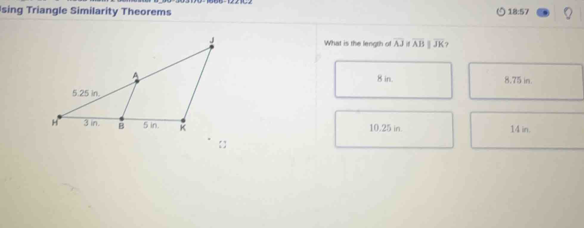 using triangle similarity theorems what is the length of \\(\\overline{…
