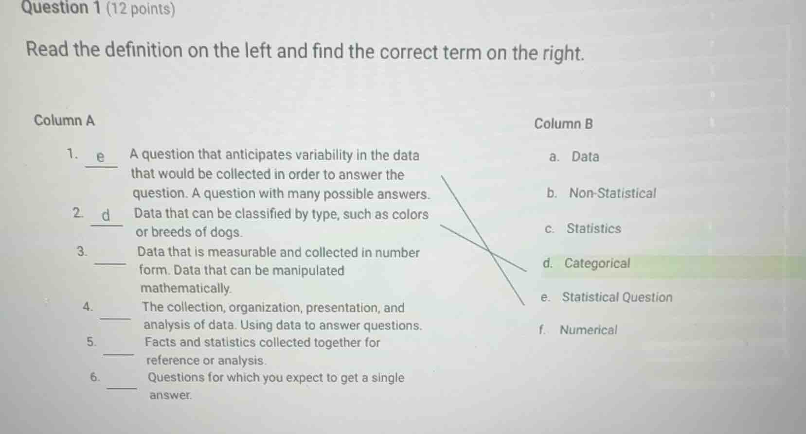 question 1 (12 points) read the definition on the left and find the cor…