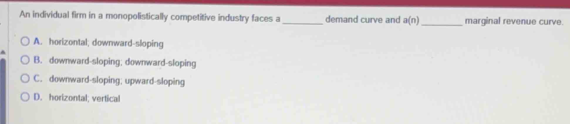 an individual firm in a monopolistically competitive industry faces a _…