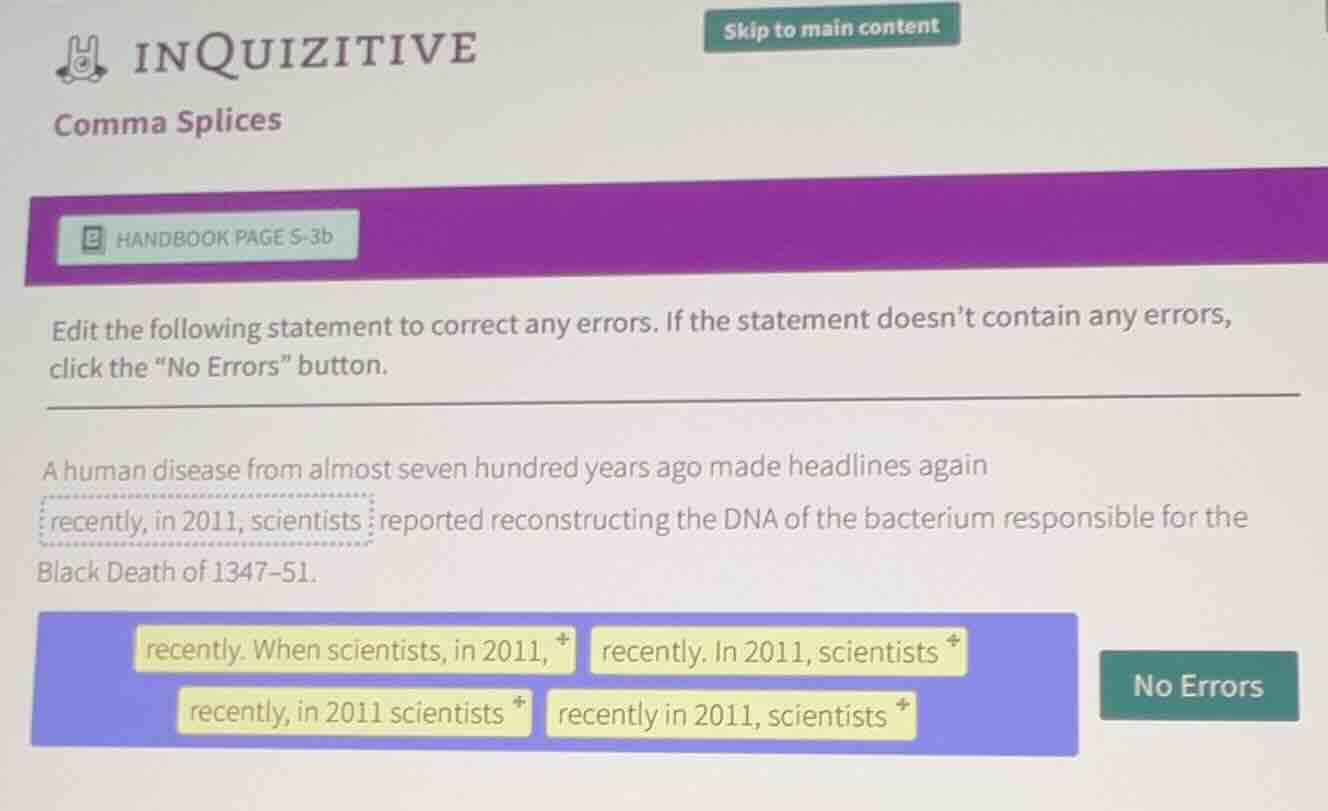 comma splices handbook page s-3b edit the following statement to correc…