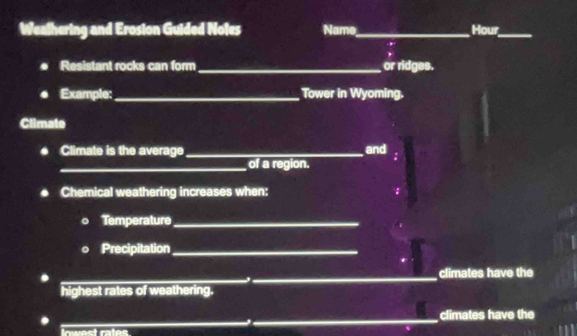 weathering and erosion guided notes name_______________ hour____ - resi…