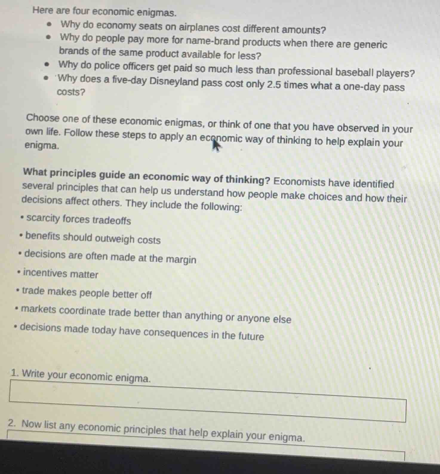 here are four economic enigmas. - why do economy seats on airplanes cos…