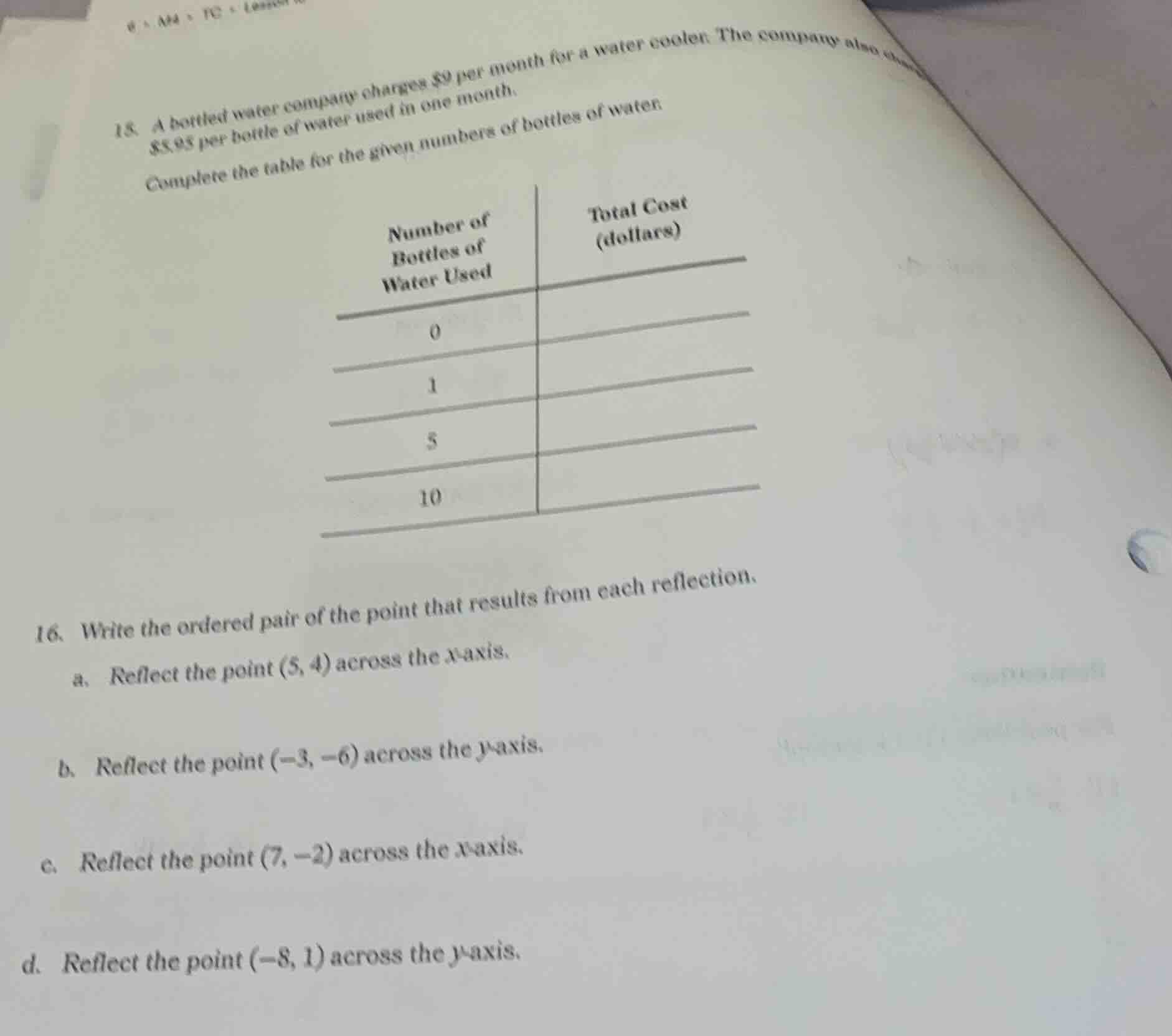 15. a bottled water company charges $9 per month for a water cooler. th…