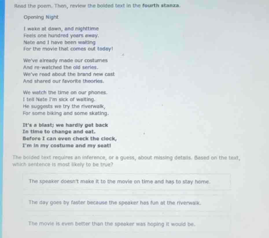 read the poem. then, review the bolded text in the fourth stanza. openi…
