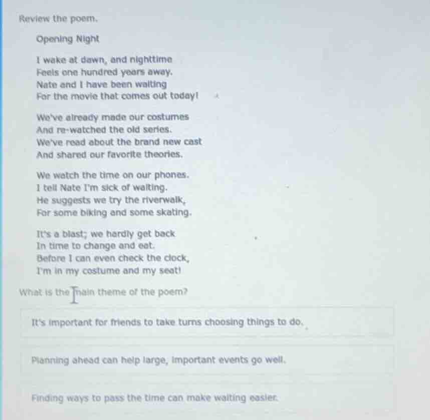 review the poem. opening night i wake at dawn, and nighttime feels one …