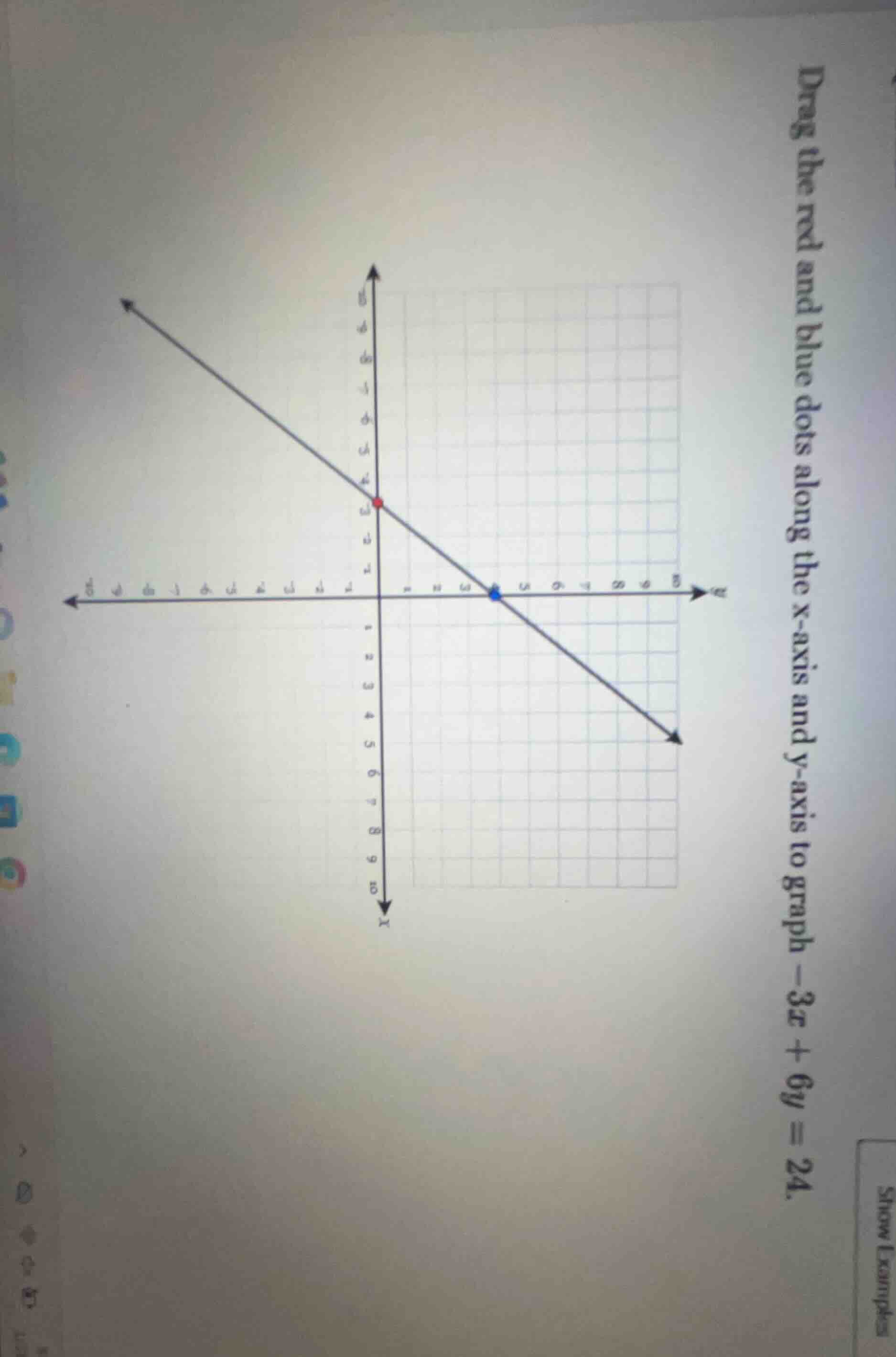 drag the red and blue dots along the x - axis and y - axis to graph - 3…