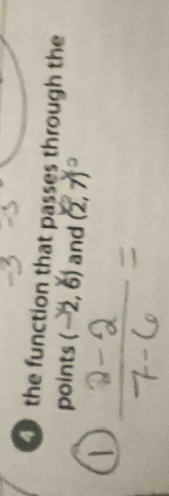 the function that passes through the points (-2, 6) and (2, 7).