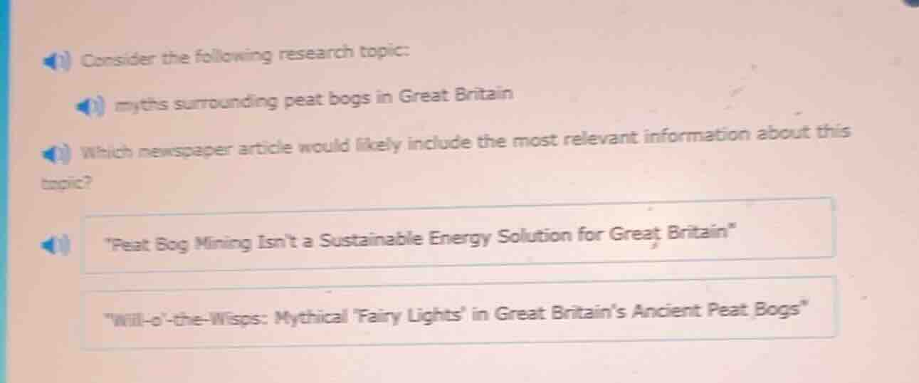consider the following research topic: myths surrounding peat bogs in g…