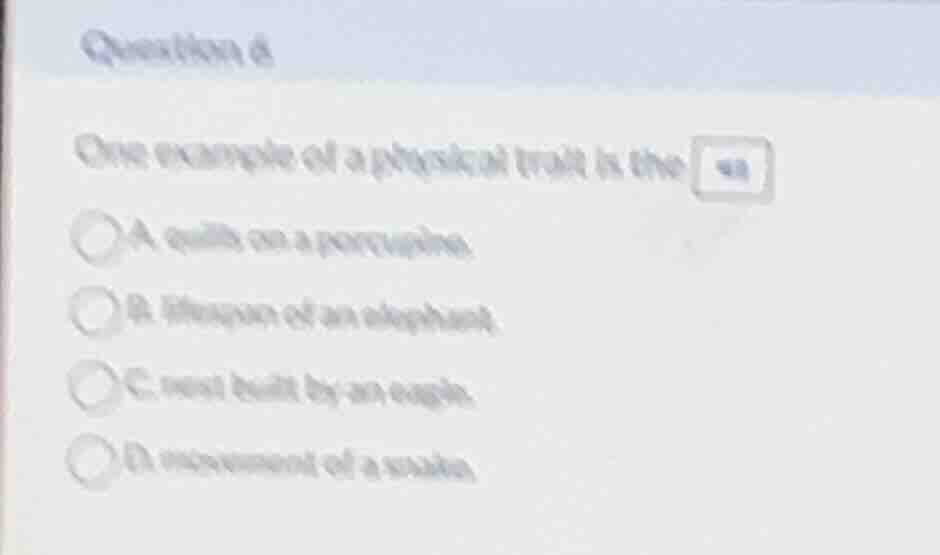 question d one example of a physical trait is the a. ability on a porcu…