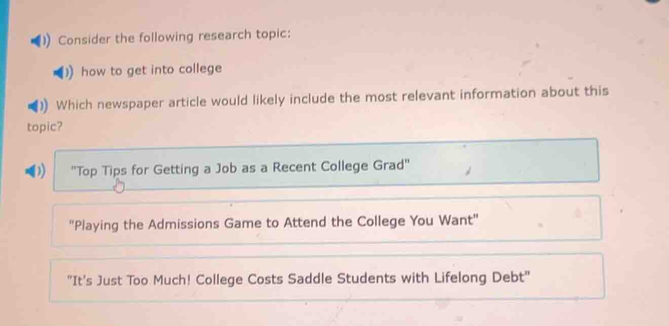 consider the following research topic: how to get into college which ne…
