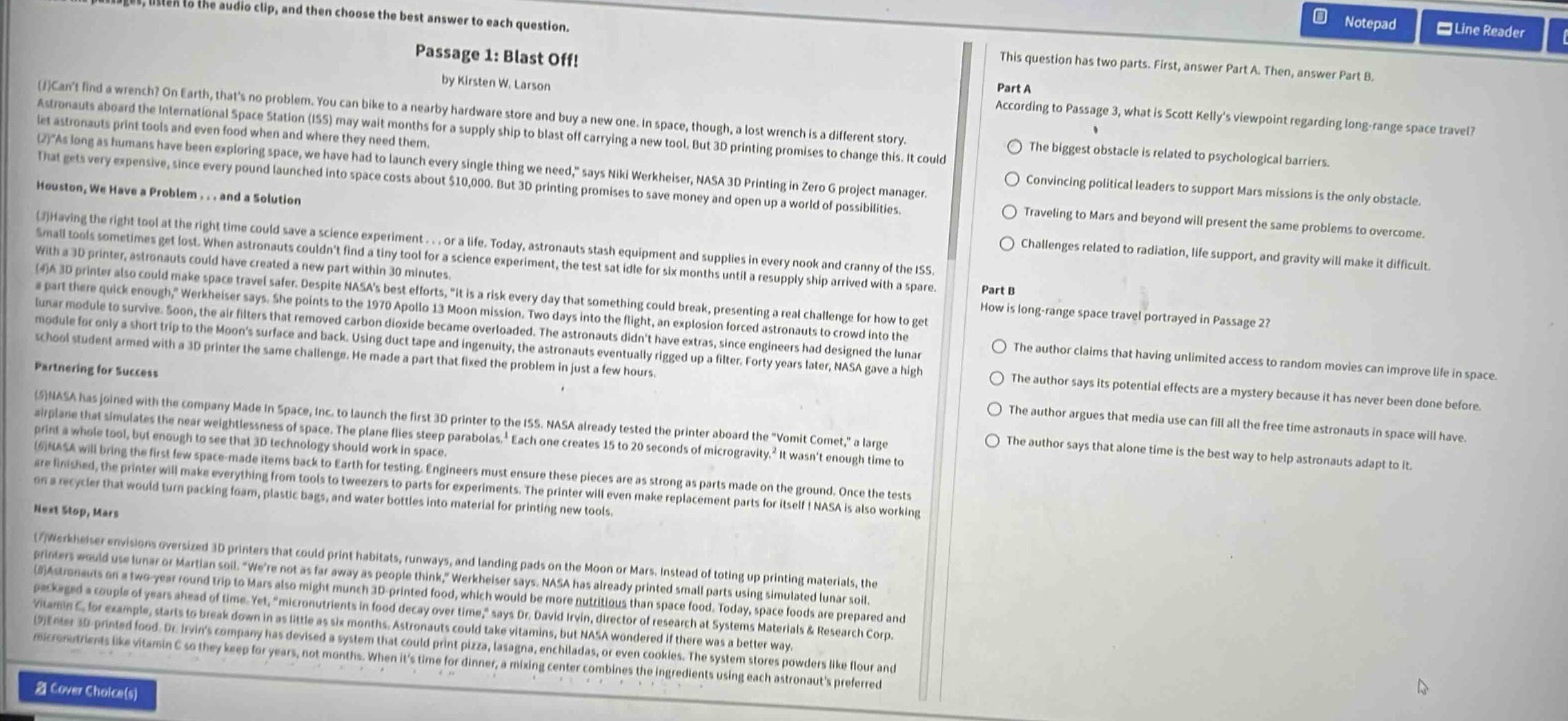 listen to the audio clip, and then choose the best answer to each quest…