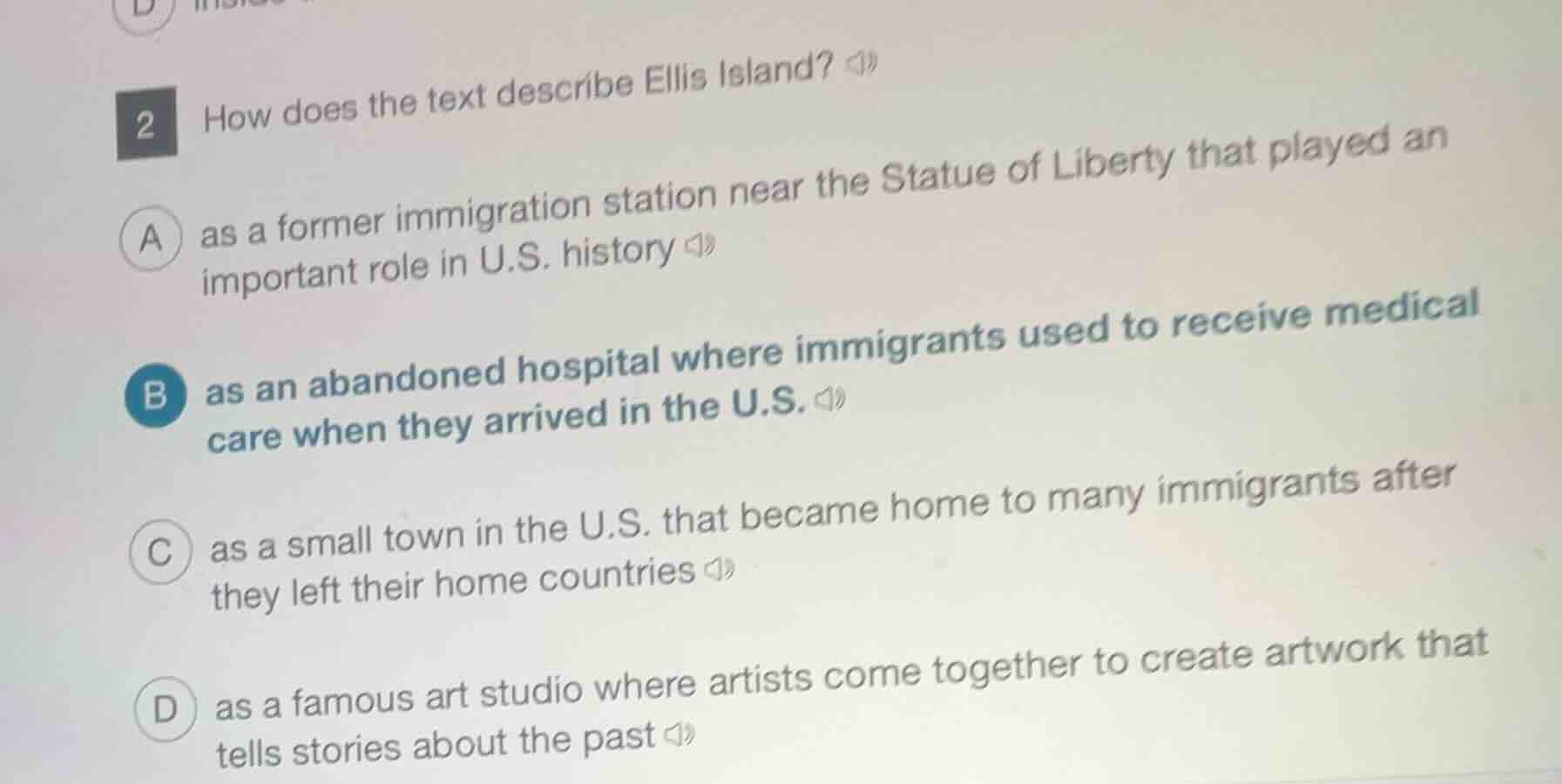 2 how does the text describe ellis island? a as a former immigration st…