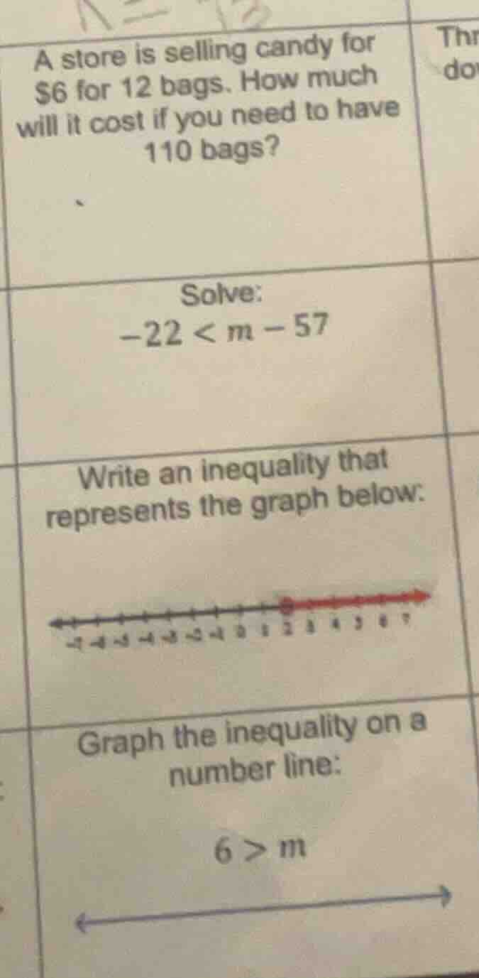 a store is selling candy for $6 for 12 bags. how much will it cost if y…