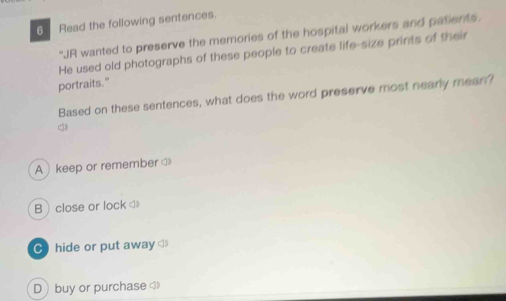 6 read the following sentences. \jr wanted to preserve the memories of …