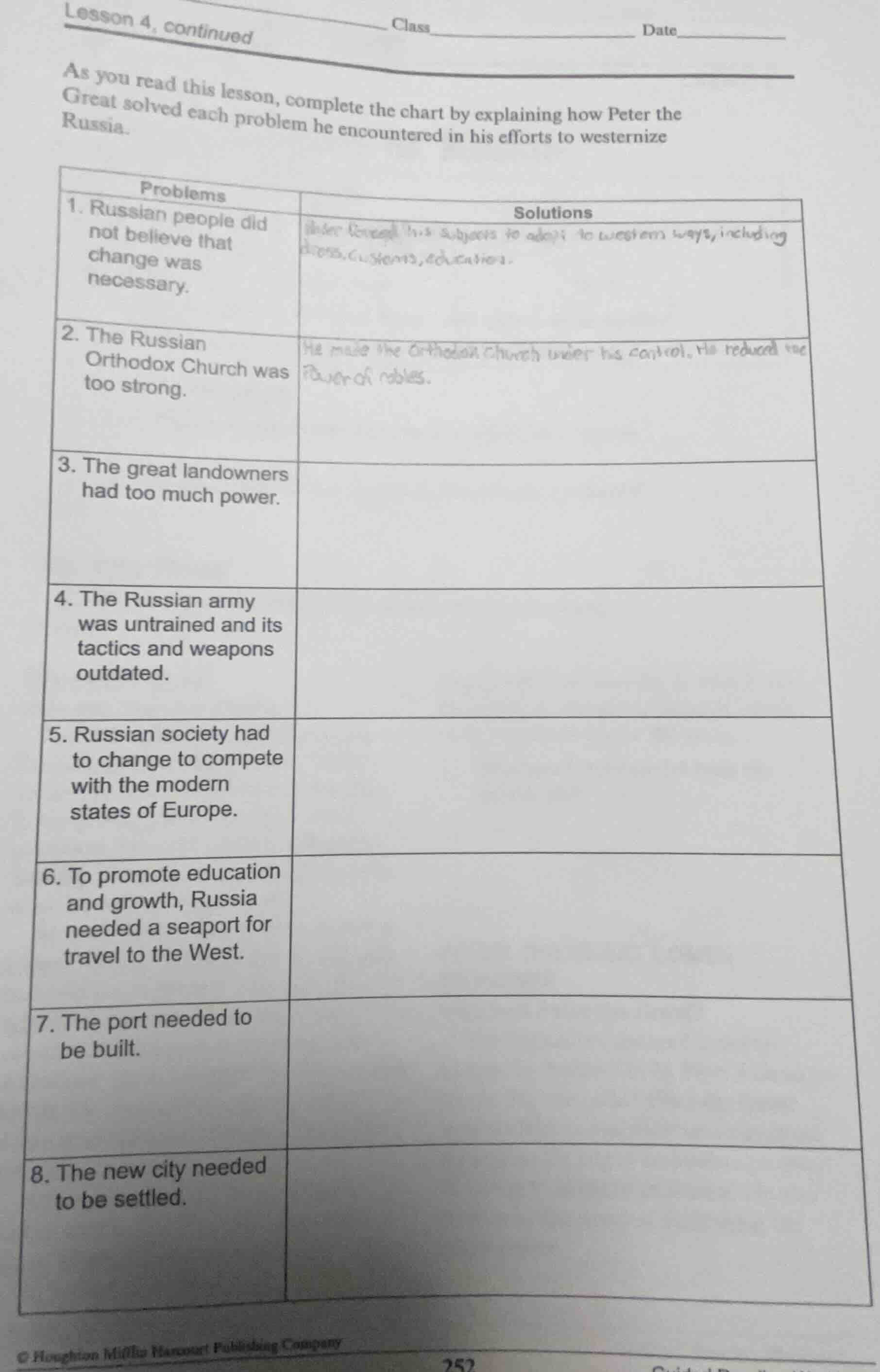 lesson 4, continued class date as you read this lesson, complete the ch…