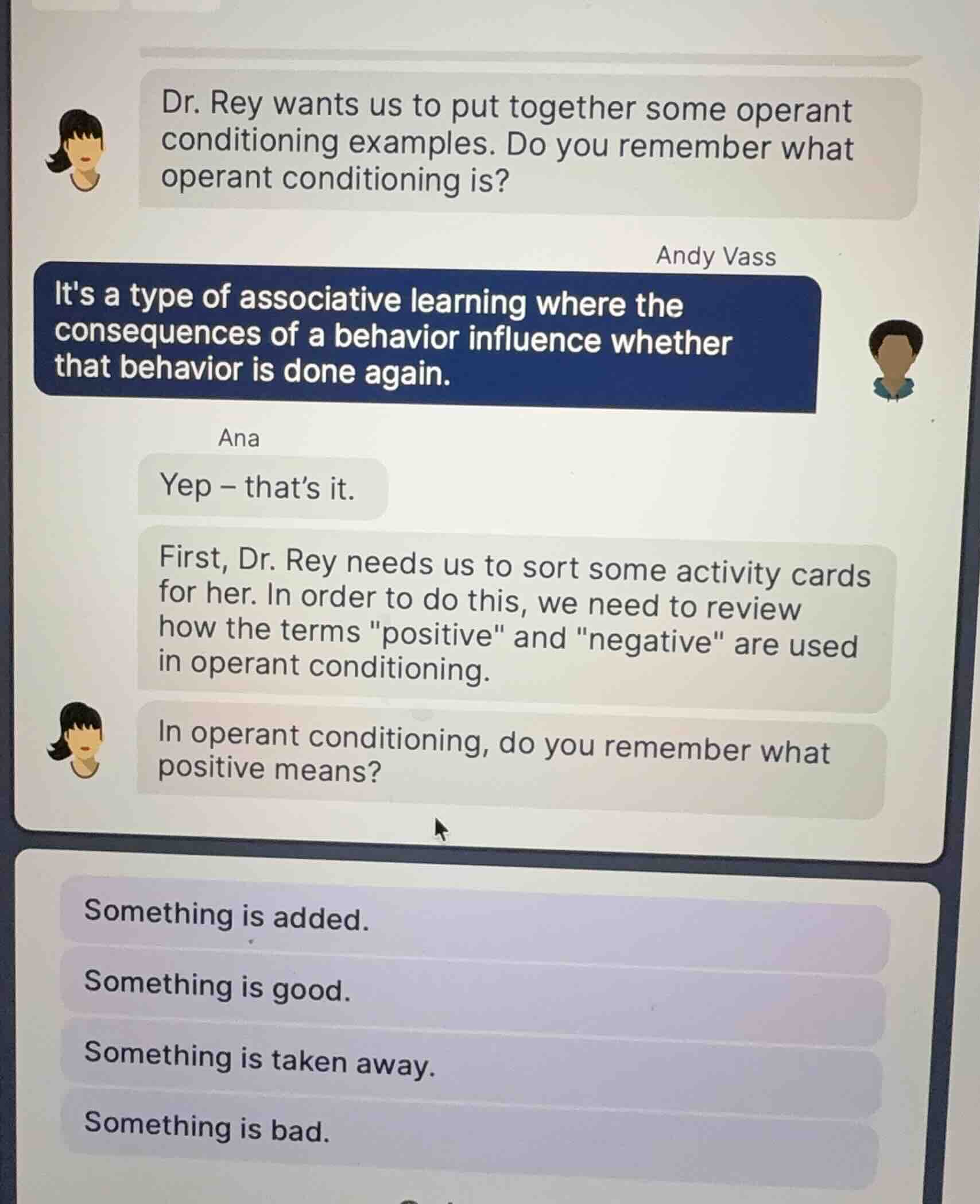 dr. rey wants us to put together some operant conditioning examples. do…