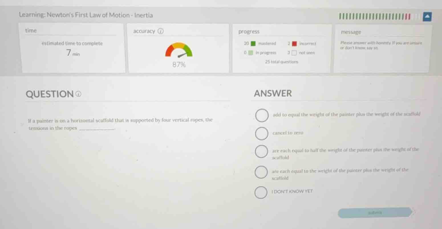 learning: newtons first law of motion - inertia question if a painter i…